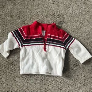 Baby GAP red striped quarter zip pullover size 3-6 months